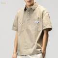 Short Sleeve Shirt for Men Stylish Regular Fit Summer Mens T Shirts Pullover 3XL Beige. 