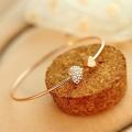 Adjustable Crystal Double Heart Cuff Opening Bracelet For Women Jewelry Gift. 