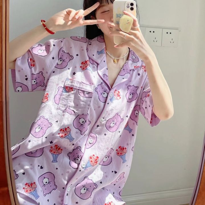Wholesale in Thailand Pajamas Women's Summer Korean Edition Summer Thin Shorts Short Sleeve Two-Piece Set