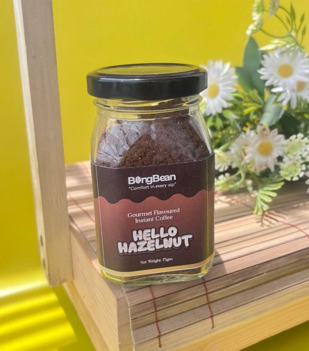 BongBean Hello Hazelnut Gourmet Flavoured Instant Black Coffee-75g