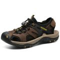 Brand New Men Summer Sandals High Quality Leather Casual Shoes Man Style Beach Sandals Fashion Velcro Men Sandals Big Size 38-48. 