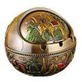 Ashtray Household Home Decor Zinc Alloy Retro Large Ash Holder with Lid for 3d Relief Pattern Design is Exquisite. 