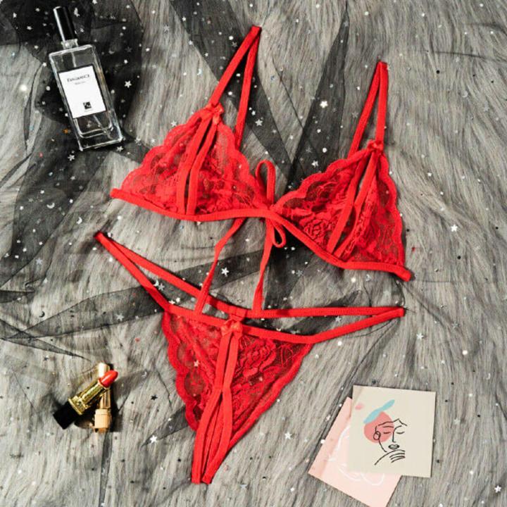 Barely Laced Bikini Set Stylish, Fashionable & Trendy Lingerie Bikinis For Women Ladies & Girls /  Costumes Lace Transparent Lingerie From Charu Closet (Free Size)