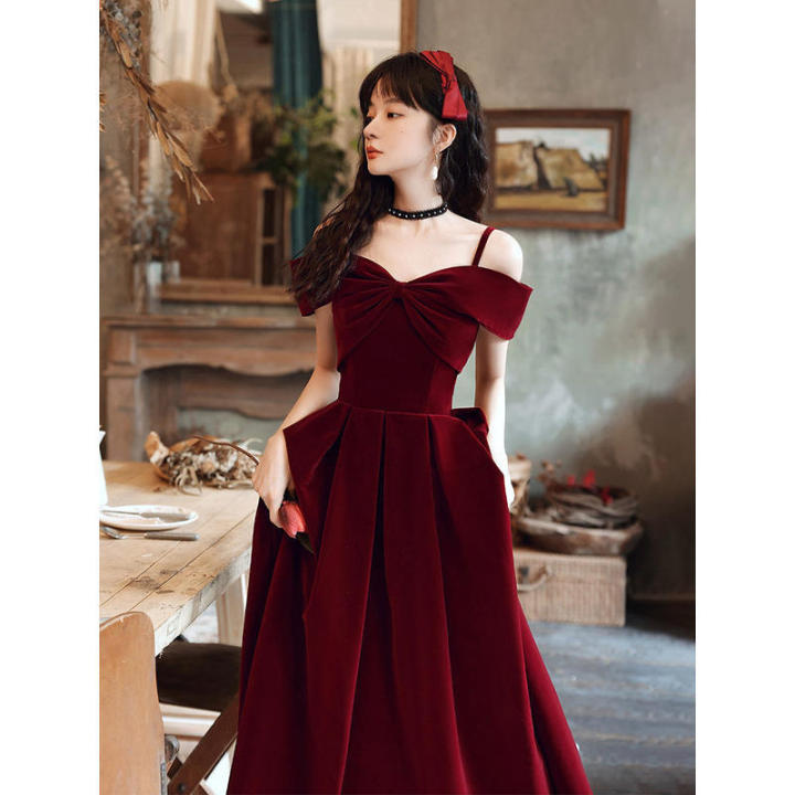 Red%20Toast%20Dress%20Bride2023New%20Marriage%20Engagement%20Back-to-Door%20Temperament%20Camisole%20Evening%20Dress%20for%20Women%20Daily%20Style%20-%20Image%204