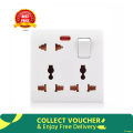 8 Pin Multi Gang Socket Double 3 Pin- 1Piece 2 Pin  Multi Function Universal Wall Socket. 
