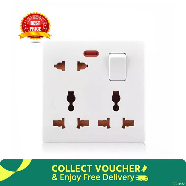 8 Pin Multi Gang Socket Double 3 Pin- 1Piece 2 Pin  Multi Function Universal Wall Socket