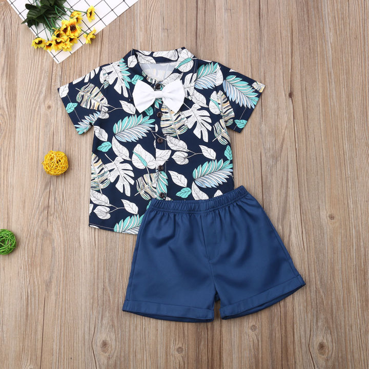 Boy's%20Lovely%20Two-piece%20Suit,%20Short%20Sleeve%20Cartoon%20Printed%20Shirt%20Top%20with%20Short%20Solid%20Pants%20for%20Spring,%20Summer%20and%20Autumn%20-%20Image%203