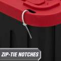 50 Gallon Snap Lid Wheeled Plastic Storage Tote, Black Base/Red Lid, Set of 2. 