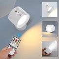 Led Double Head Wall Lamp Touch Control Remote 360 Rotatable USB Recharge Wireless Portable Night Light For Bedroom Reading Lamp. 