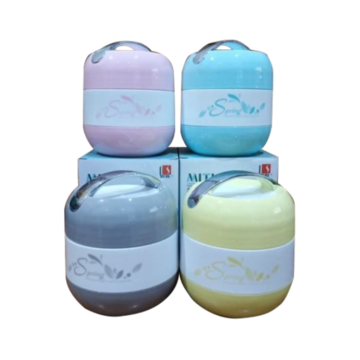 Smart Lunch Box Stainless Steel 1 Liter Miti Spring, Hot Carrier Lunch Box Stainless Steel Office 2 Layers Container With Spoon , Hotpot Lunch Box (1000 ml),Gift And Home Decoration