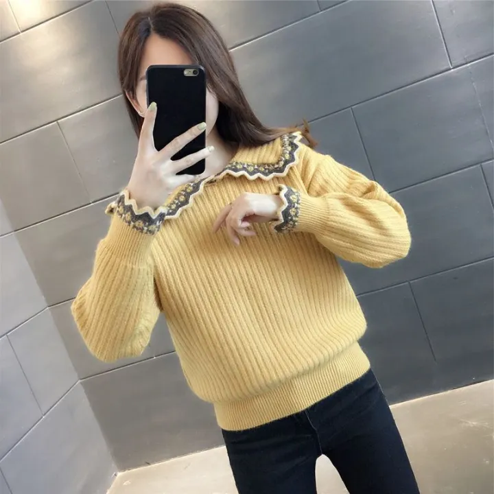 Doll%20Collar%20Sweater%20Women's%20Loose%20Outer%20Wear%20New%20Autumn%20and%20Winter%20Cute%20Sweet%20Fashion%20Sweater%20Age-Reducing%20Top%20-%20Image%207