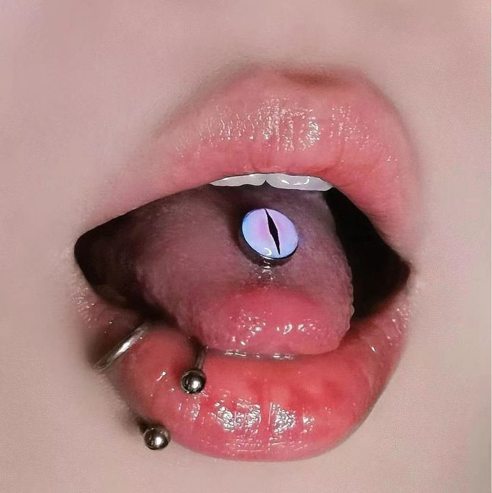 Gradient magic pupils, tongue nails, eyes, dripping oil, niche, drinkable, sweet, cool, babes, ins, goddess, piercing jewelry, cross-border