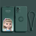 Phone Case For Redmi Note 10/10s/10 Pro/10 Pro Max Xiaomi Mi 11 Lite 5G NE Shockproof Casing Liquid Silicone Ring Bracket Soft TPU Back Cover and Lanyard.