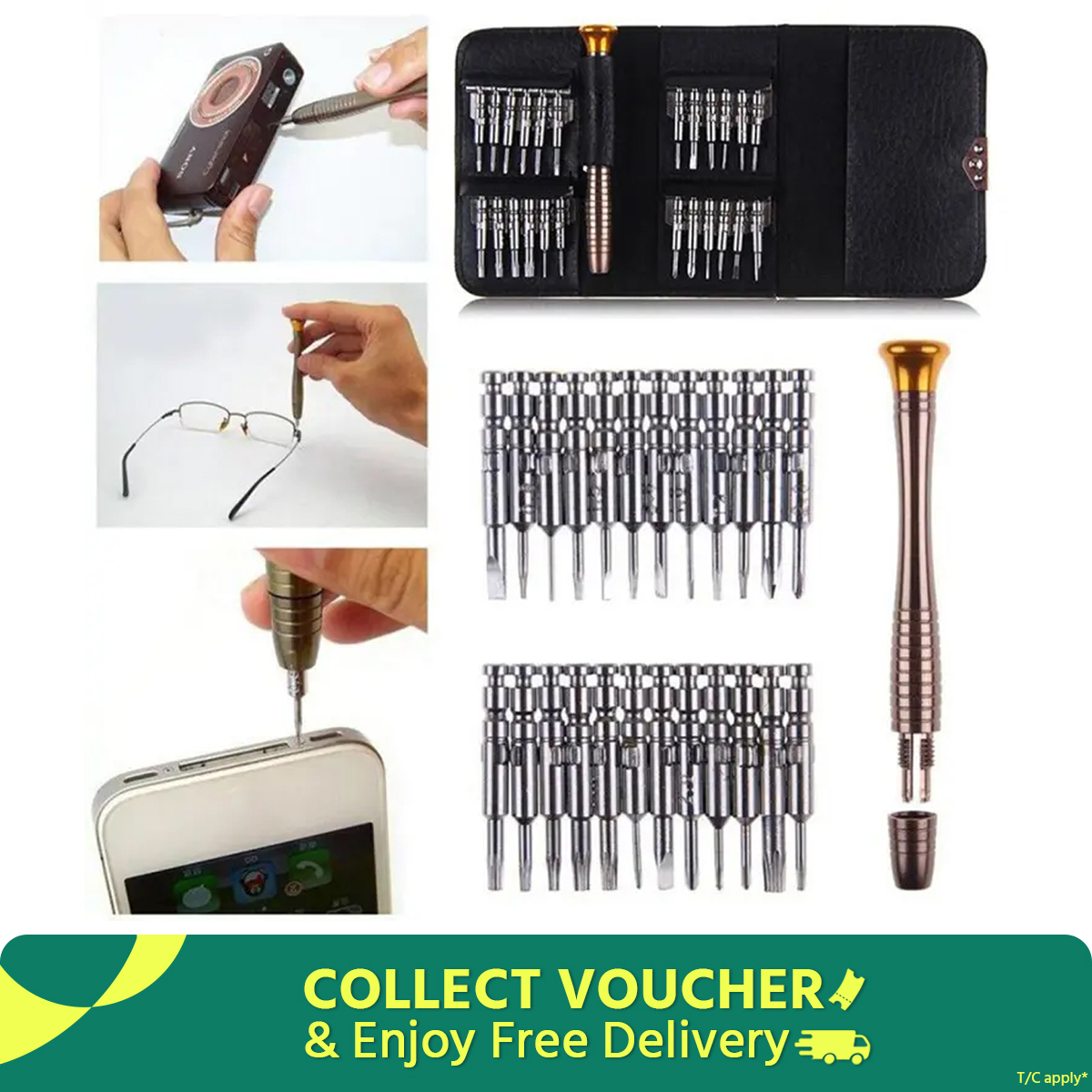 XW-6025 25 in1 Portabel Interchangeable Screwdriver Set for Telecommunication Mobile Phone Repair Tool Kit Wallet Type for iPhone iPad Laptop