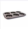 6 Hole Round Non Stick Muffin and Mini Cupcake Mold - Black.