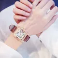 Fopul Mall Best Selling Ladies Square Rhinestone Bracelet Watch Set Wristwatches Leather Strap Luxury Quartz Watches for Women. 