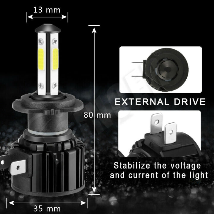 H7%208000LM%20Combo%204-Side%20LED%20Headlight%20Kits%20High%20Low%20Beam%20Bulb%206000K%20White%20-%20Image%204