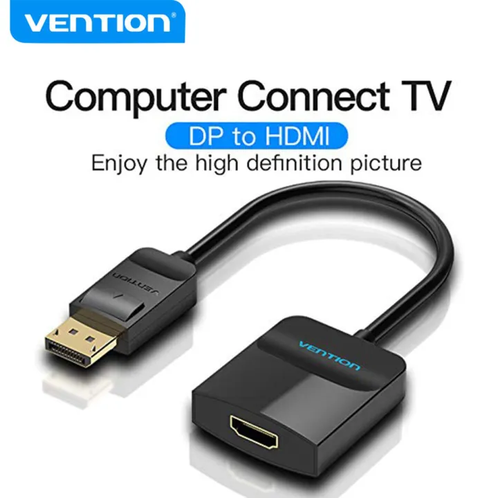 VENTION HBG DP to HDMI Converter - 1080P / 3D Audio & Video Synchronization - Wide Compatibility - 0.15M - Black