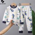 New 2023 Kids Boys Girls Pajamas Cartoon Long Sleeve Cute T-Shirt Tops with Pants Toddler Baby Autumn Sleeping Clothes Sets.