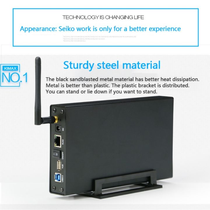 Portable 3.5'' HDD SSD Enclosure Portable USB3.0 Rj45 Ethernet NAS Network Streaming Server Storage for Case