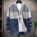 【Alien Alien】 Autumn and Winter Korean Style Men Patchwork Cardigan Sweaters Men's Casual O-neck Sweater Coat Zipper Knitted Jacket Male 8803.