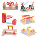 【The road to happiness Store】Wooden Barrier Parallel Train Track Scene Compatible Wooden Train Tracks Wooden Railway Train Accessories. 