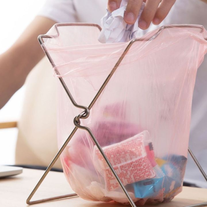 Stainless%20Steel%20Garbage%20Bag%20Shelf%20Home%20Kitchen%20Countertop%20Folding%20Trash%20Bag%20Bracket%20Holder%20Organizer%20Dishcloth%20Towel%20Rack%20%EB%B6%84%EB%A6%AC%EC%88%98%EA%B1%B0%20-%20Image%202