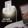 LDNIO Power Socket Adapter Multi Outlet 3 USB PD Charger 2 AC Universal Travel Surge Protector Pop Power Strip And Usb With LED. 