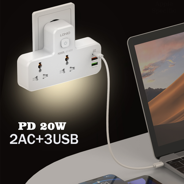 LDNIO%20Power%20Socket%20Adapter%20Multi%20Outlet%203%20USB%20PD%20Charger%202%20AC%20Universal%20Travel%20Surge%20Protector%20Pop%20Power%20Strip%20And%20Usb%20With%20LED%20-%20Image%202