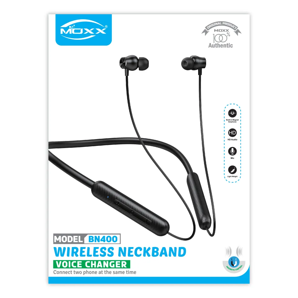 Moxx BN400 Neckband Bluetooth Headset Voice Changer, HD