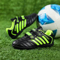 Black Green Triples Children's Football Shoes Outdoor Turf Non-slip Kids Sneakers Boys Soccer Cleats 10 to 16 zapatos de futbol. 