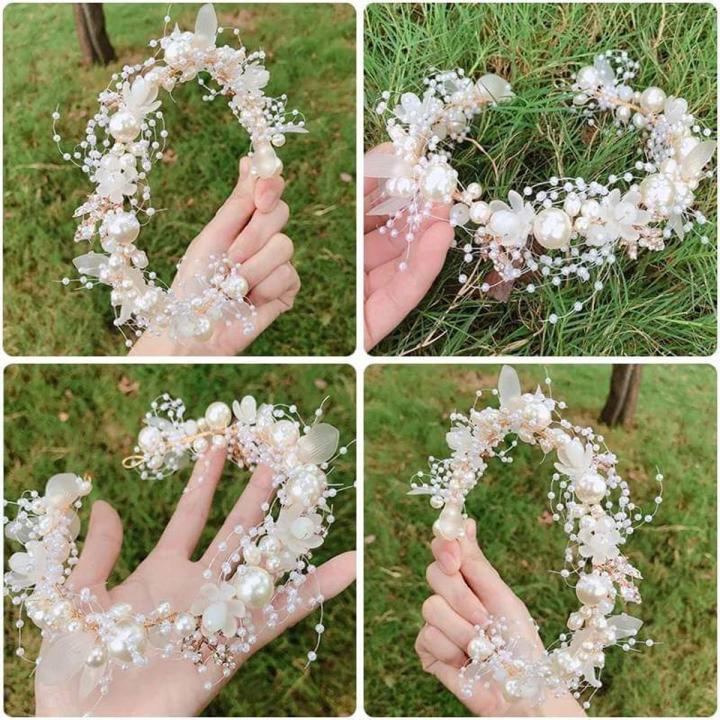 1pcs Headband Elegant Girls Bridal Headband Imitated Pearl Hair Headdress Flower Wreath Bride Garland Head Hoop Wedding Headbands Hair Jewelry