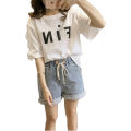 Letter Short Sleeve T Women's T-shirt 200 Jin Fat MM2021 Summer Korean Style Women T-shirt Loose Tied Sleeve Top Half Sleeve.
