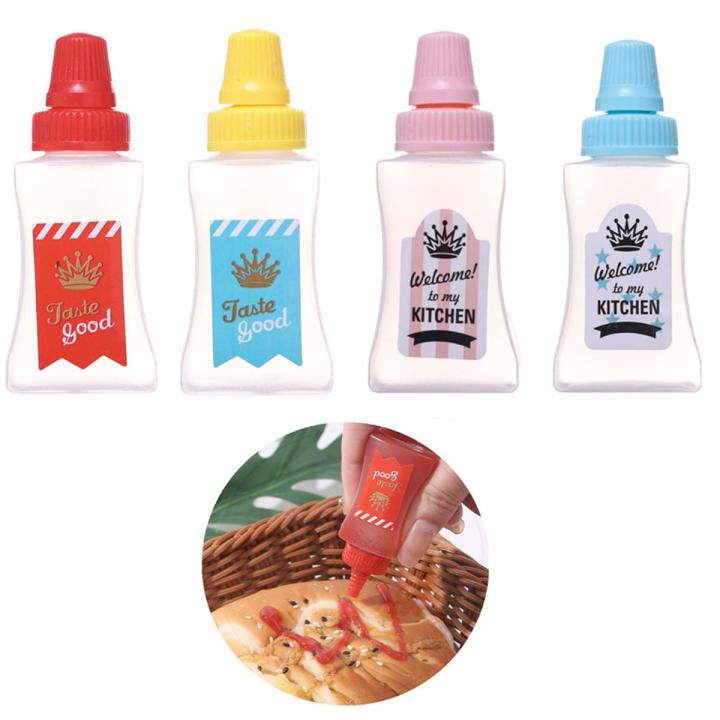 2 Pcs Portable Small Sauce Container Seasoning Storage Bottle Jar Accessories Salad Container Bento Box Jar Sauce Squeeze Bottle Mini Tomato Ketchup Bottle