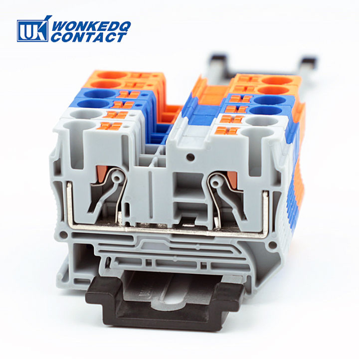 PT6 Push-in Terminal Block Din Rail 6mm² Screwless Spring relaxFeed-Through Connector Wire Electrical Strip Plug PT-6 PT 6