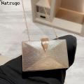 Metallic Party Clutch Purse Box Shape Evening Bags Gold Silver White Handbag Purses Women Bridal Wedding Metal Clutches Bag.