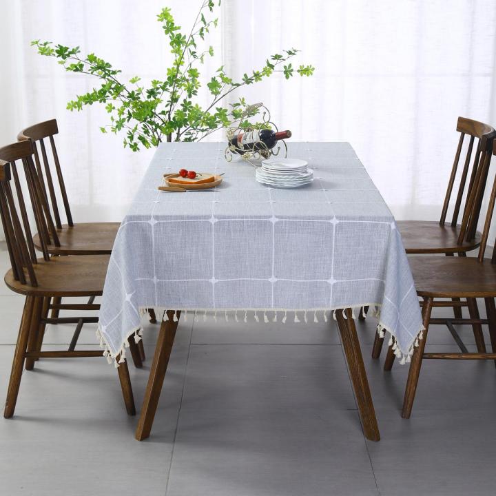 Household Cotton Linen TableclothinsStyle Simple Fabric Plaid New Chinese Style Coffee Table Mat Tablecloth Wear-Resistant Table Cloth Wholesale
