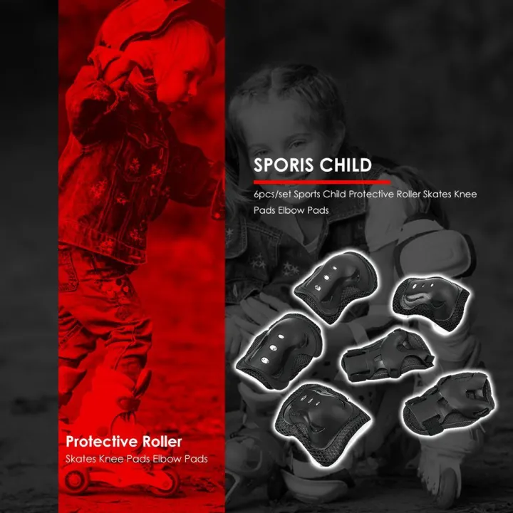 VAKIND%20%206pcs/set%20Skating%20Wrist%20Knee%20Elbow%20Protector%20Set%20Kids%20Riding%20Protect%20(Black)%20-%20Image%205