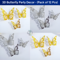 3D Butterfly Party Decoration Set- Wall & Balloon DIY Decoration Stickers for Party, Home Decor, and Events (Pack of 12 Pcs). 