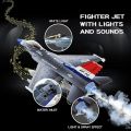 Fighter Jet Toy F-16 Toy Jets for Kids Military Plane Army Air Force Pull Back Fighter Toy diecast Metal Aircraft with Spray Effect Lights and Sounds for Boys Girls Age 3-12+ (F 16 Blue). 