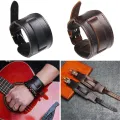 Trendy Men Wide Leather Bracelet Brown Wide Cuff Bangles Vintage Punk Wristband Men Jewelry Diy Bracelets Accessories. 