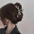 Metal Bow Hair Claw Chic Advanced Personalised Bow Knot Shark Clip Vintage Ribbon Shape Claw Clip for Hair Styling Women's Fashion Hair Management Style Tool Accessorizing. 