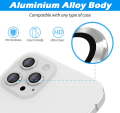 For Apple iPhone 11 Pro Silver White Camera Protector WSKEN Metal Ring Tempered Glass Camera Lens Protector. 