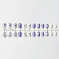 DIY Fake Nail Light Purple White Nail with Cute Rabbit Pattern for Festival Party and Date. 