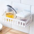 Plastic Bathroom Shelf Organizer - No-Drill Wall-Mounted Shower Rack for Toiletries. 
