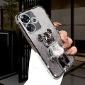 For Tecno Spark 20 / Spark 20C / Spark 20 Pro / Spark 20 Pro Plus Casing case with Cartoon 3D Bear Stand Luxury Slim Gradient Plating Glitter Girls Stylish Back Cover Clear Soft Silicone Protective Cases Pouch. 