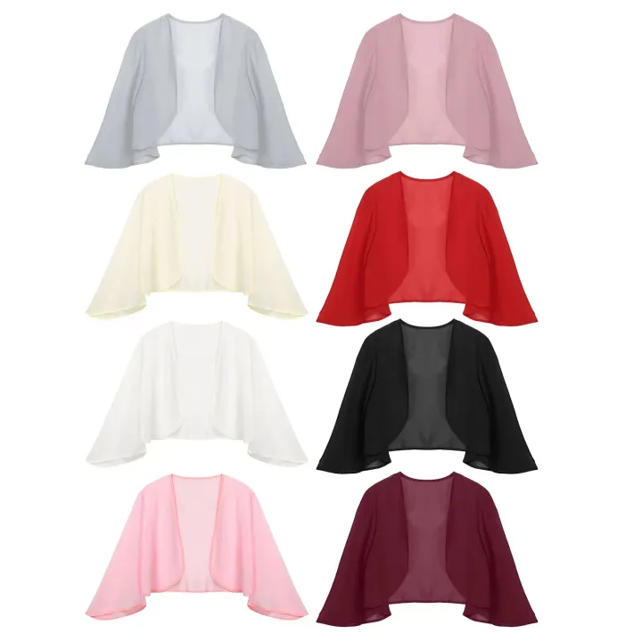 Women%203/4%20Sleeve%20Solid%20Color%20Chiffon%20Open%20Front%20Cardigan%20Bolero%20Jacket%20Shawl%20Wraps%20Spring%20Summer%20Outdoor%20Casual%20Wear%20-%20Image%206
