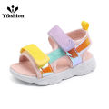 Yfashion Baby Beach Sandals Colorful Soft Sole Anti-slip Breathable Magic Sticker Toddler Shoes For 1-3 Years Old For Girls.