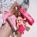 Cartoon Barbie Pvc Keychains Pink Barbie Figure Love Heart Pendant Key Chains Women Bag Car Key Holder Keyrins Accessories Gifts.
