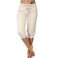 Summer Women's Fashion Elastic Waist 3/4 Jogging Capri Hose Strass Dance Paisley Drawstring Casual Sport Fitness Pants Plus Size.